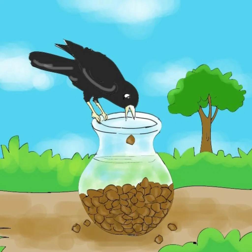 Birds' Brain vs. Dogs' Mind: A Cognitive Clash 2 thirsty crow